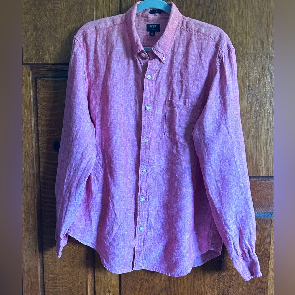Pink Linen Button-Up Shirt